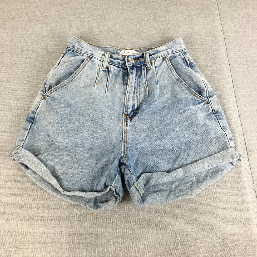 Ally Womens Denim Shorts Size 8 Blue Light Wash Pockets