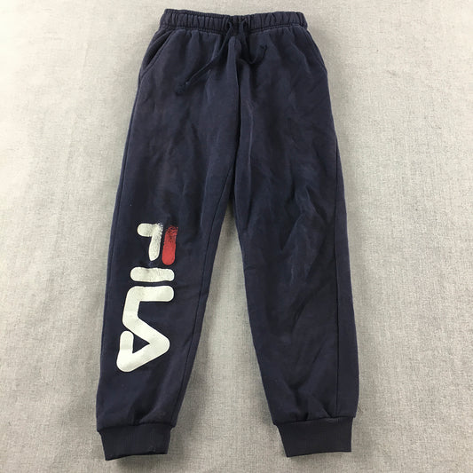 FILA Kids Boys Jogger Pants Size 8 Navy Blue Logo Drawstring Tracksuit