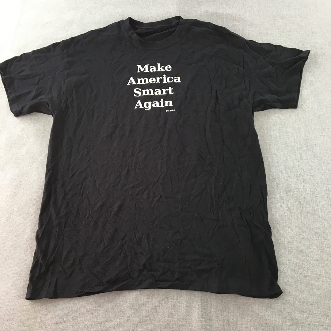 Make America Smart Again T-Shirt Adult Size M Black Short Sleeve Tee