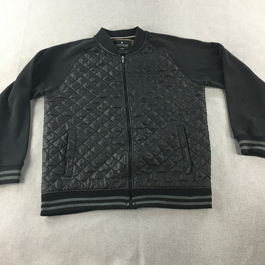 Iconic Soul Mens Quilted Bomber Jacket Size L Black Zip-Up Pockets Coat