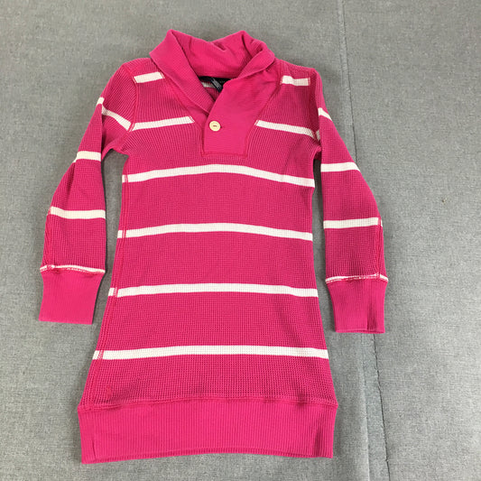 Ralph Lauren Kids Girls Sweater Dress Size 6 Pink Striped Shawl Neck