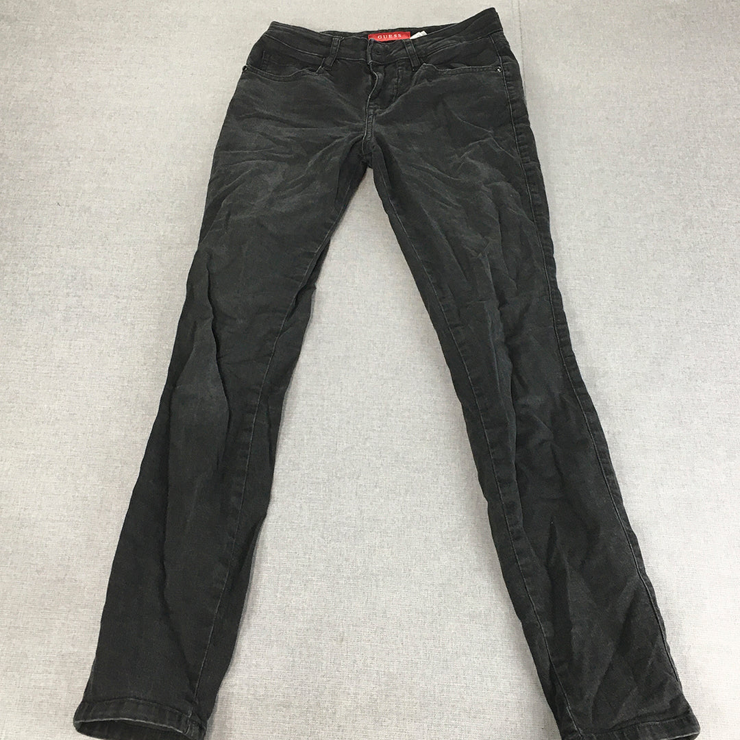 Guess Womens Skinny Jeans Size 26 Black Dark Wash Pockets Denim