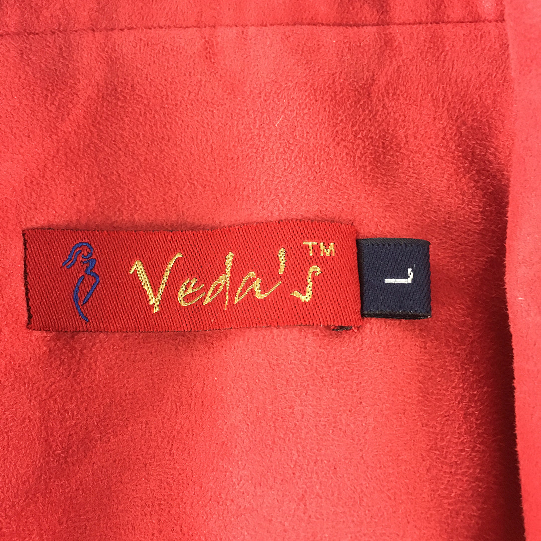 Veda's Womens Jacket Size L Red Button Collared Coat