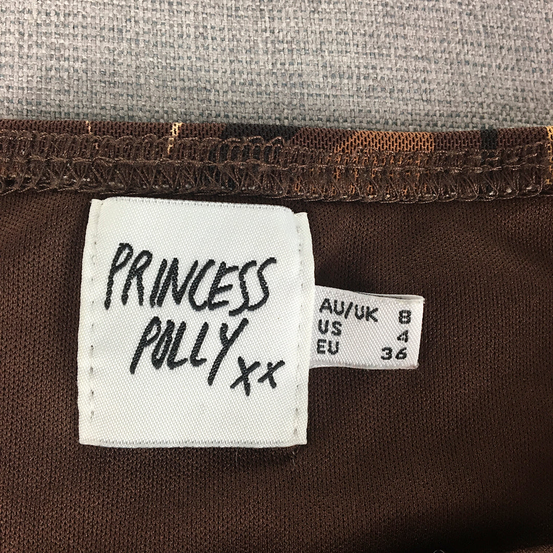 Princess Polly Womens Mini Skirt Size 8 Brown Mesh Stretch Fabric