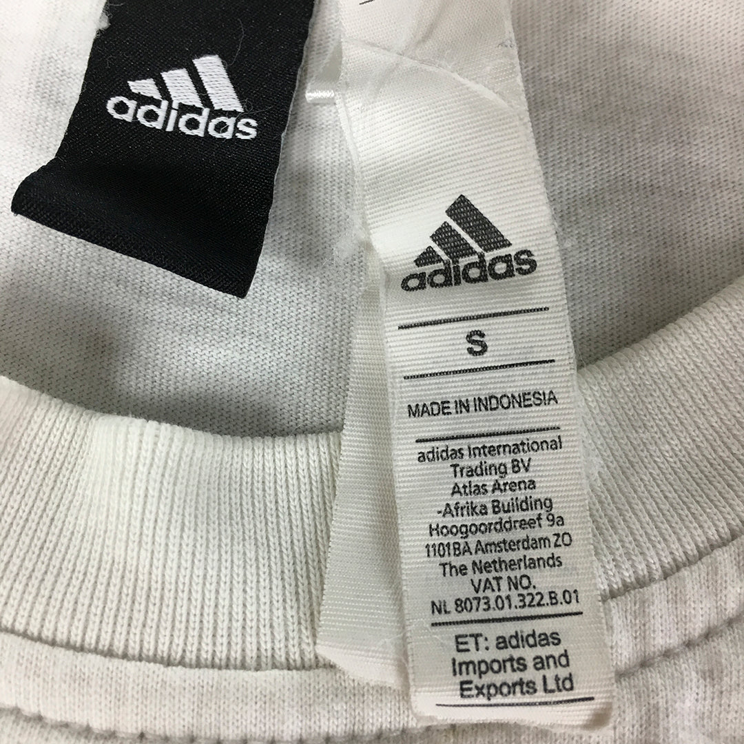 Adidas Womens T-Shirt Size S White Big Logo Crew Neck Short Sleeve Tee