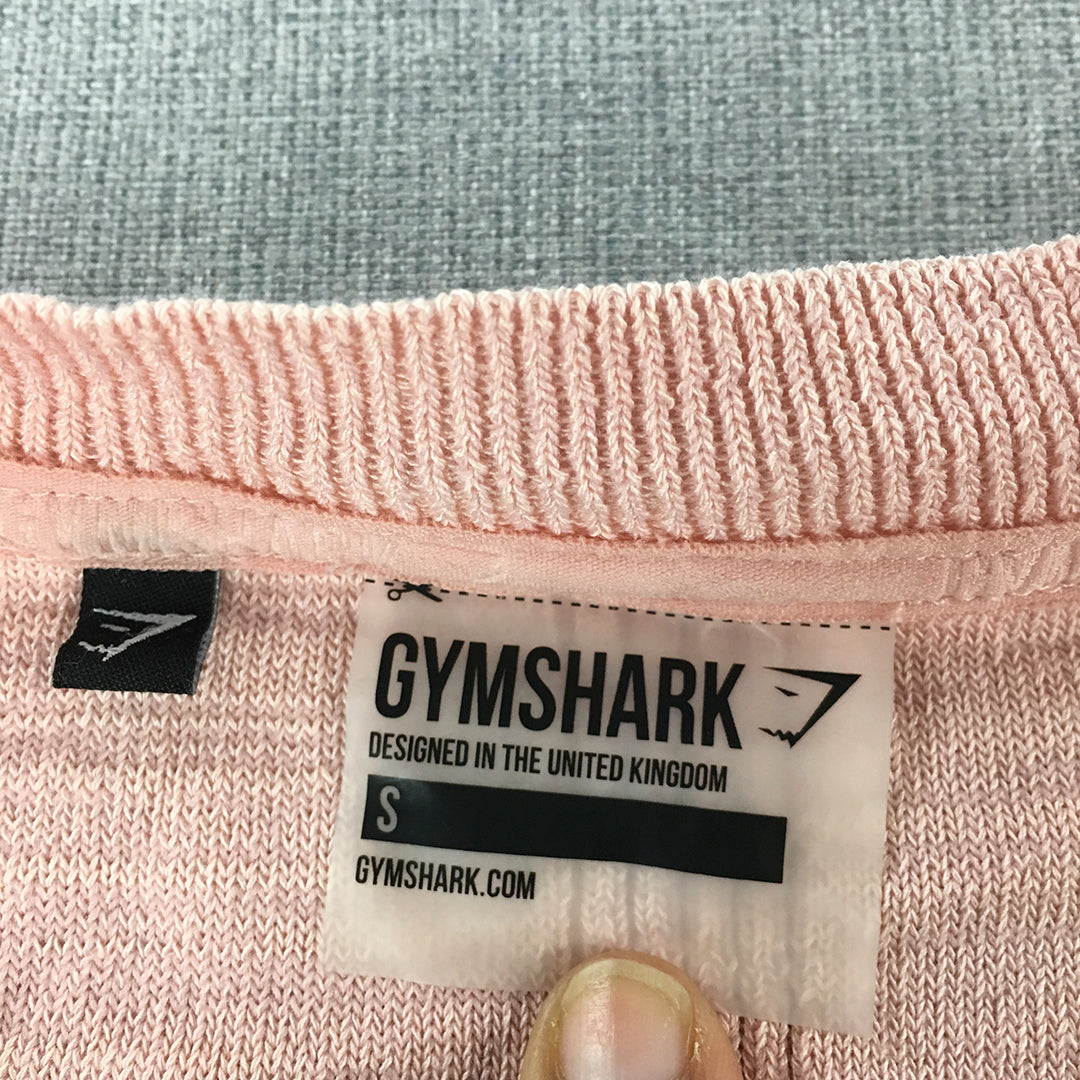 Gymshark Womens Knit Top Size S Pink Logo Long Sleeve Pullover Stretch Fabric