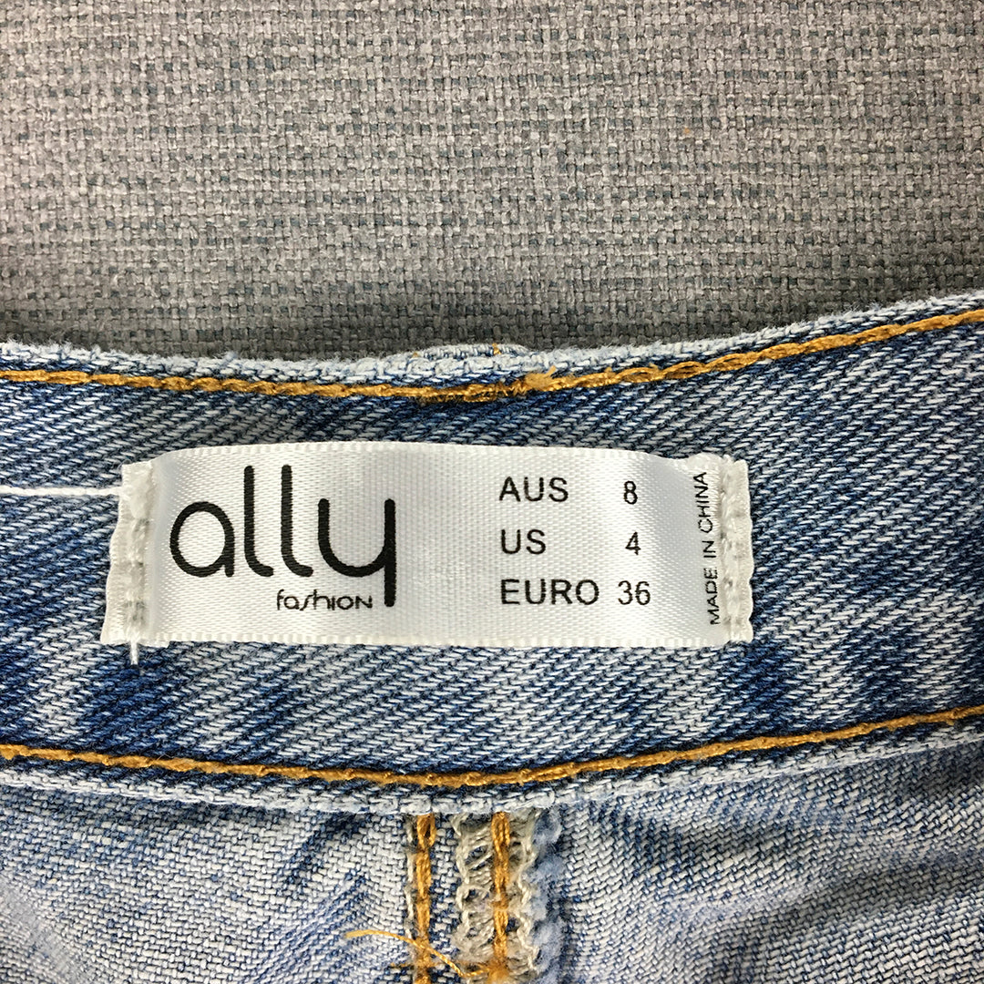 Ally Womens Denim Shorts Size 8 Blue Light Wash Pockets