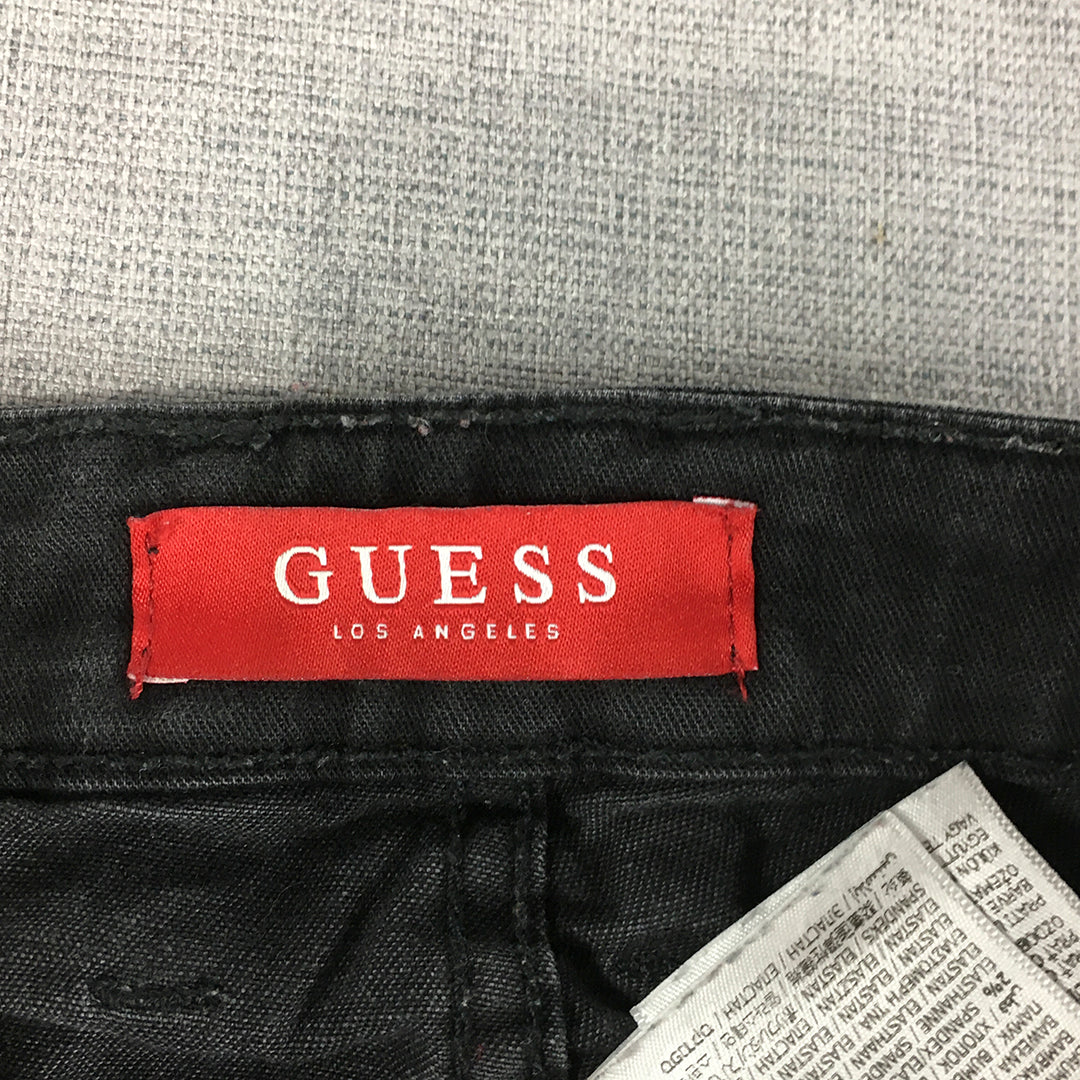 Guess Womens Skinny Jeans Size 26 Black Dark Wash Pockets Denim