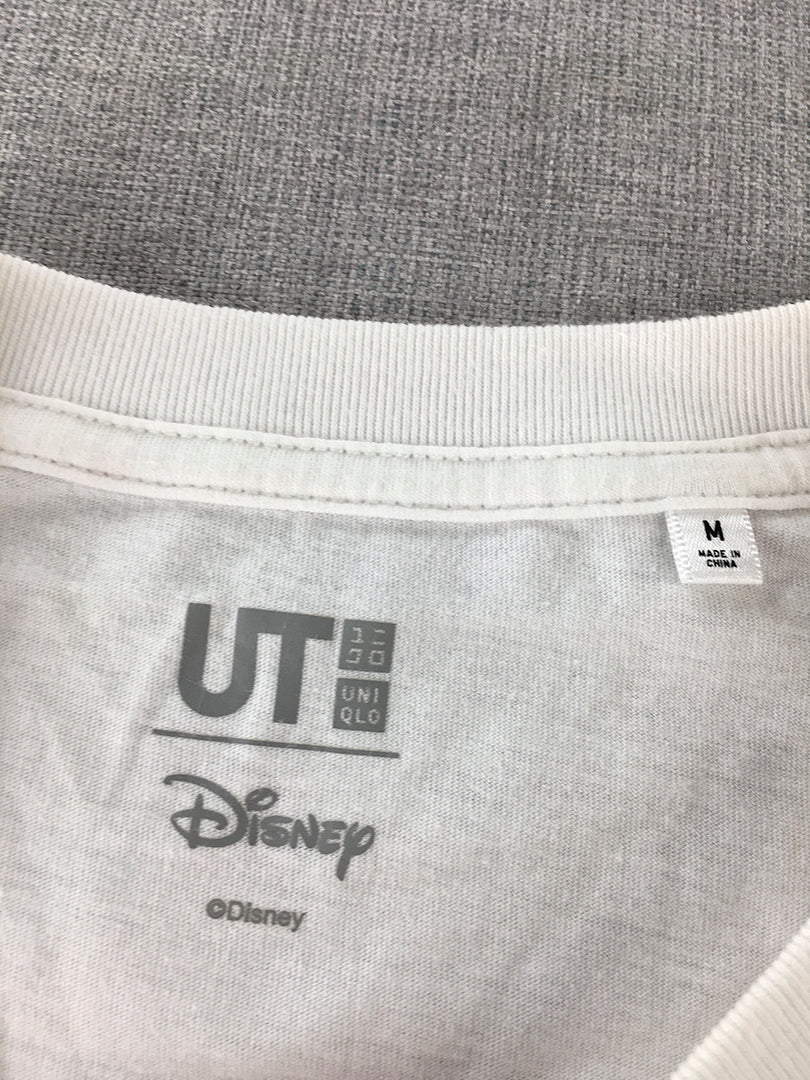 Uniqlo UT x Disney Womens T-Shirt Size M White Mickey Mouse Comic Short Sleeve