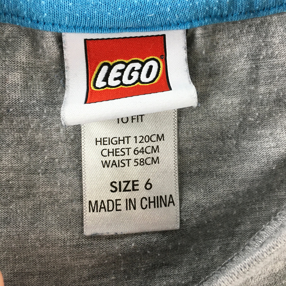 Lego Kids Boys T-Shirt Size 6 Grey Short Sleeve Top