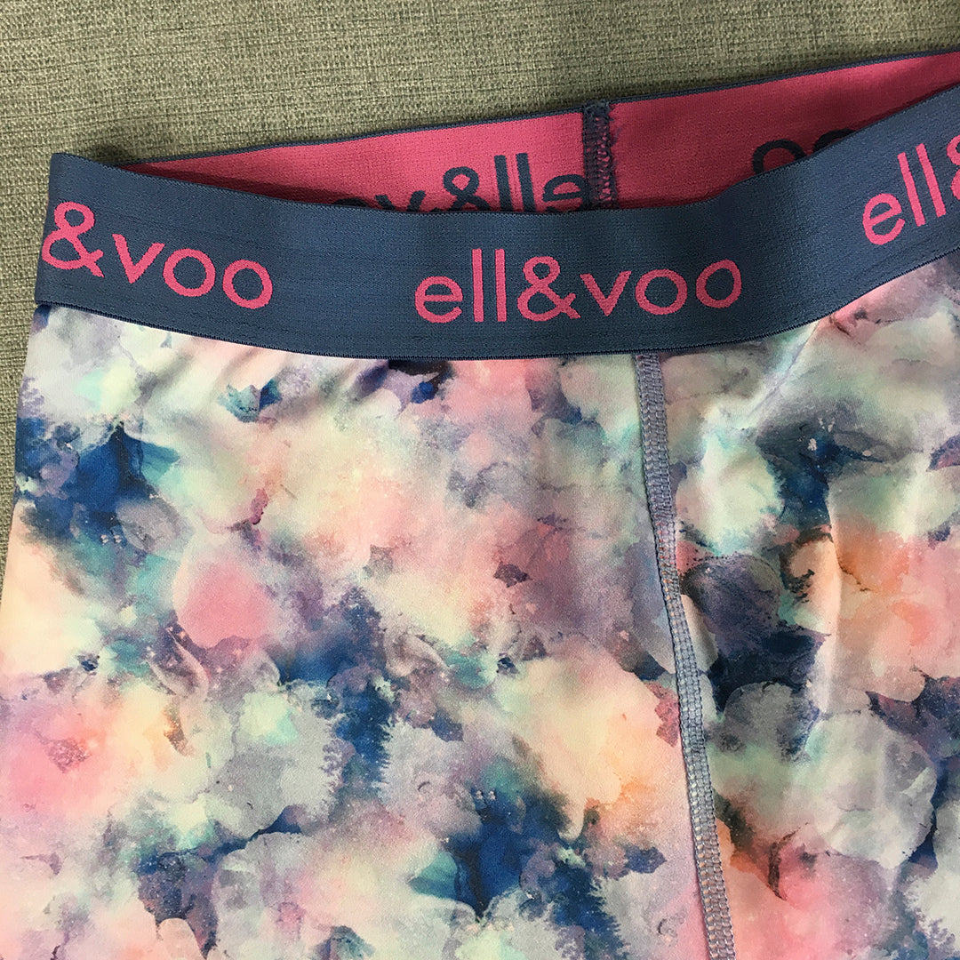 Ell & Voo Kids Girls Legging Shorts Size 14 White Pink Blue Floral Activewear