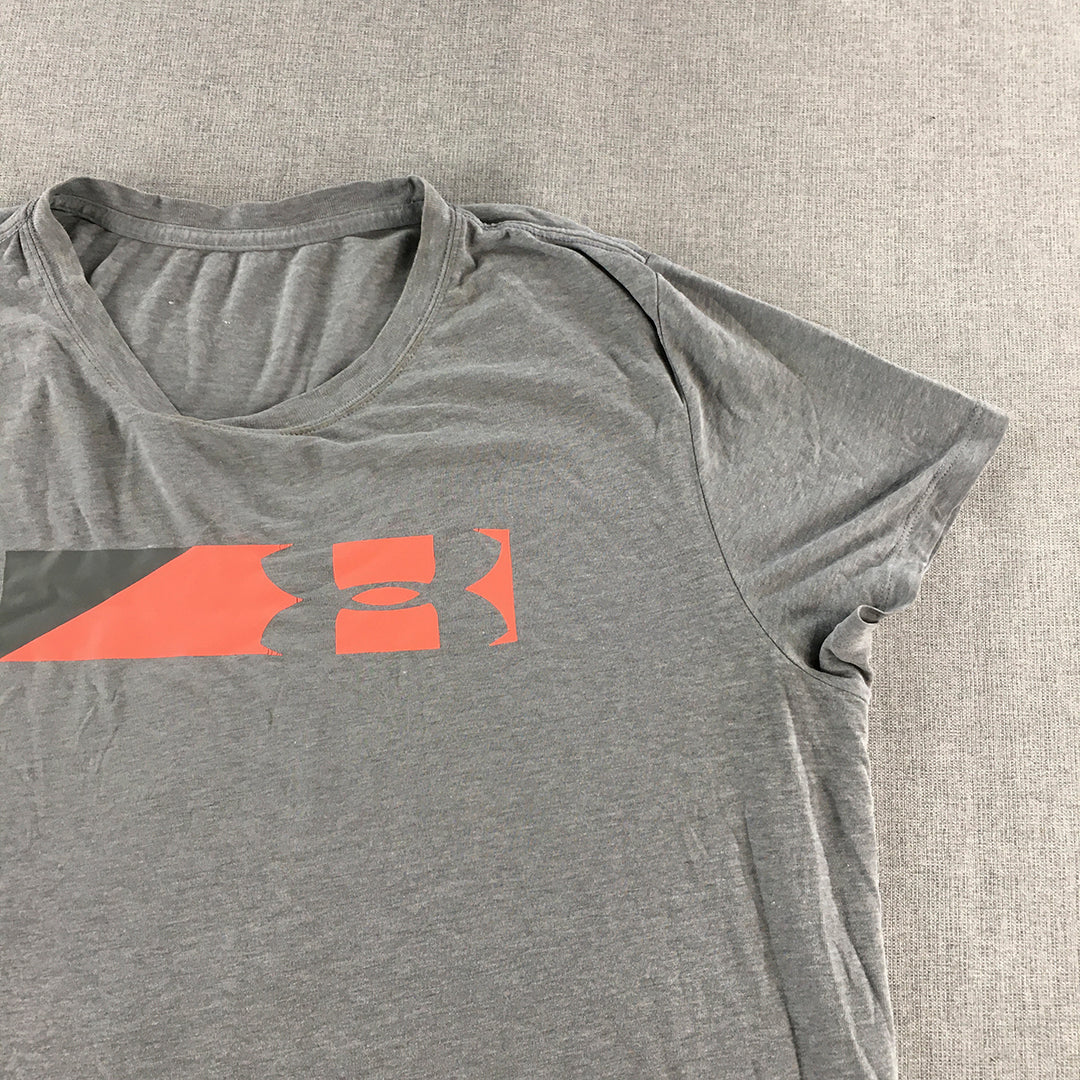 Under Armour Mens T-Shirt Size L Grey Short Sleeve Logo Tee