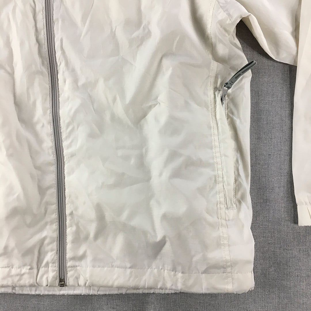 Bossini Mens Jacket Size S White Zip-Up Hoodie Windbreaker Coat