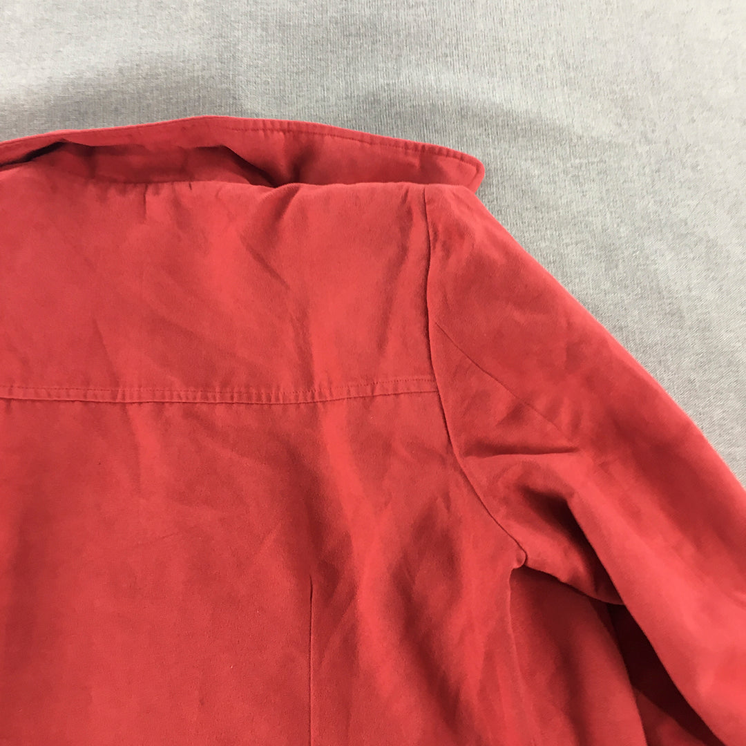 Veda's Womens Jacket Size L Red Button Collared Coat