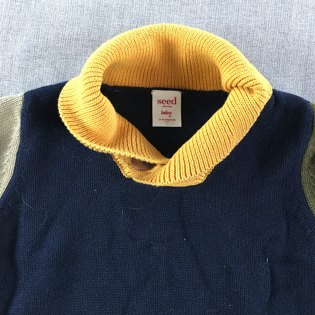 Seed Heritage Baby Knit Sweater Size 1 (12 - 18 Months) Navy Blue Jumper