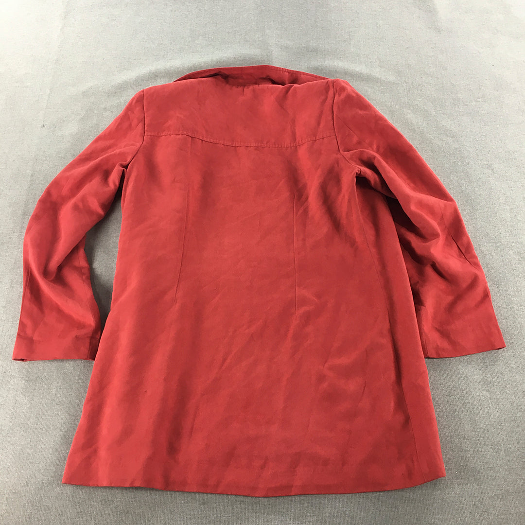 Veda's Womens Jacket Size L Red Button Collared Coat