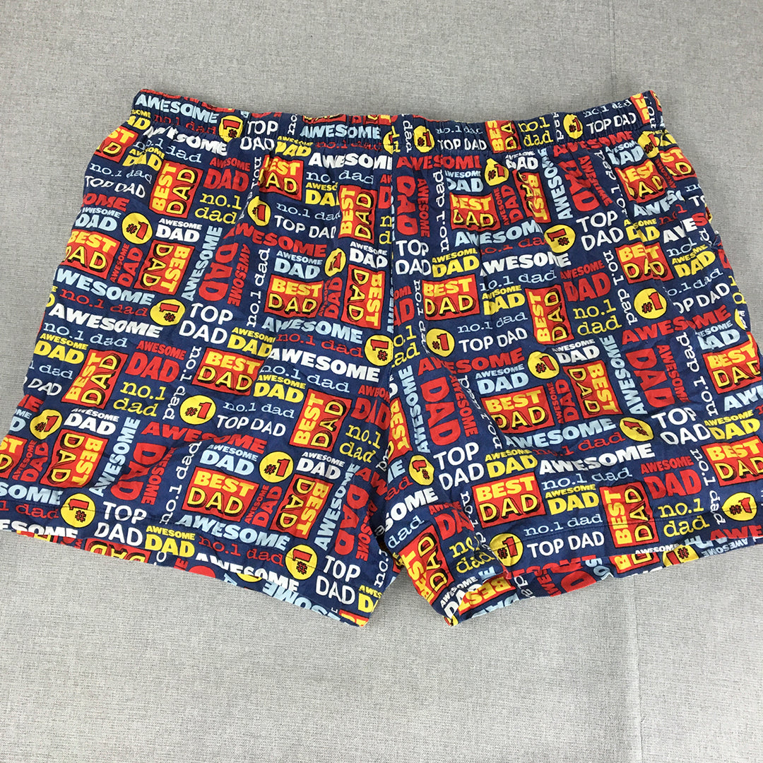 Peter Alexander Mens Sleep Shorts Size 3XL Blue Red Best Dad Pajama