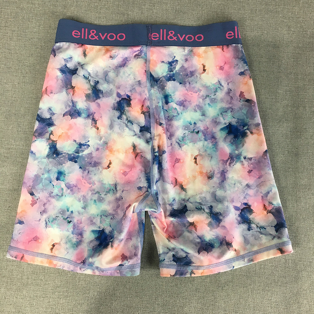 Ell & Voo Kids Girls Legging Shorts Size 14 White Pink Blue Floral Activewear