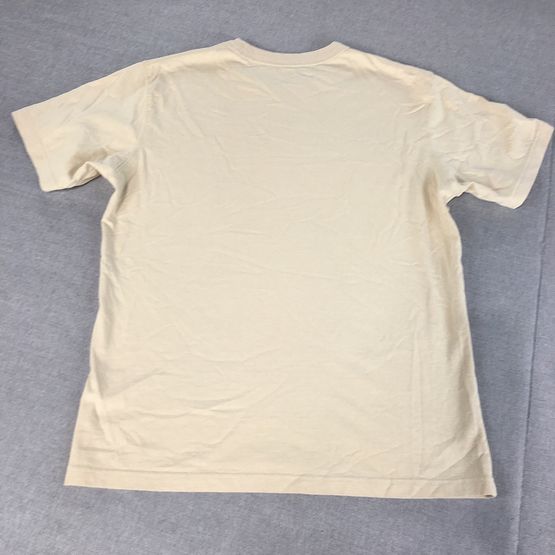 Uniqlo Mens T-Shirt Size S Cream Beige Crew Neck Short Sleeve Tee