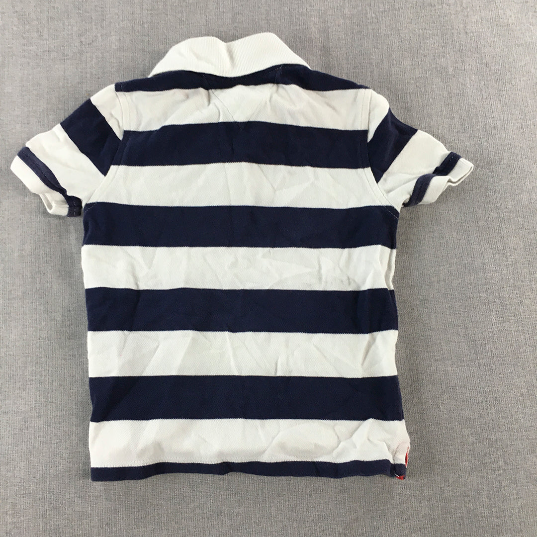 Tommy Hilfiger Kids Boys Polo Shirt Size 5 - 6 Years Blue White Logo Rugby