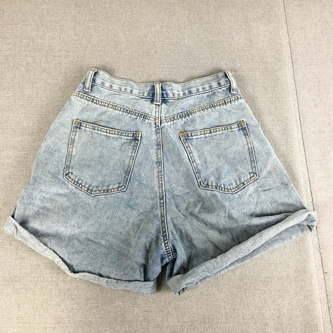 Ally Womens Denim Shorts Size 8 Blue Light Wash Pockets