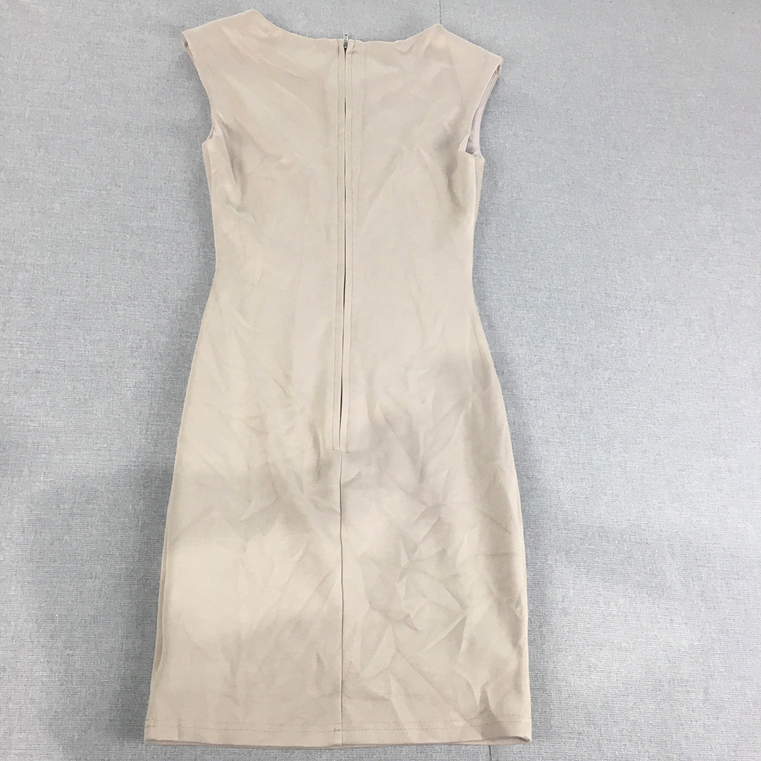 Fresh Soul Womens Bodycon Dress Size 6 Cream Beige Sleeveless Stretch Mini