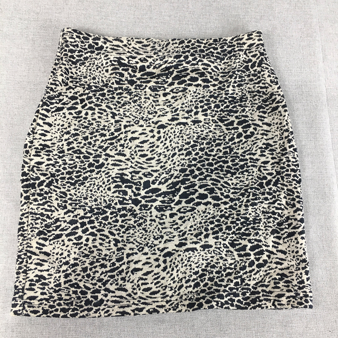 Sea Soul Womens Mini Skirt Size S White Navy Blue Dot Knit