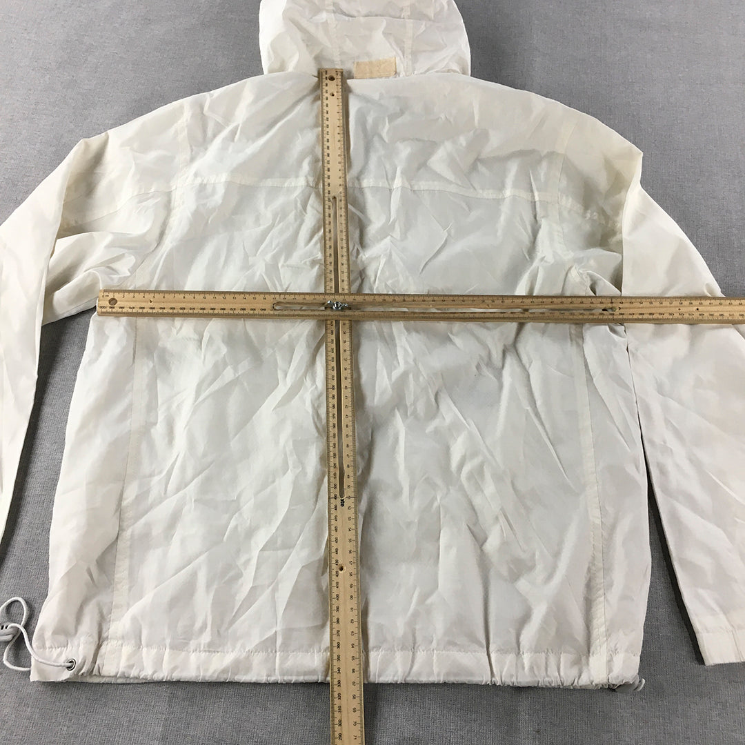 Bossini Mens Jacket Size S White Zip-Up Hoodie Windbreaker Coat