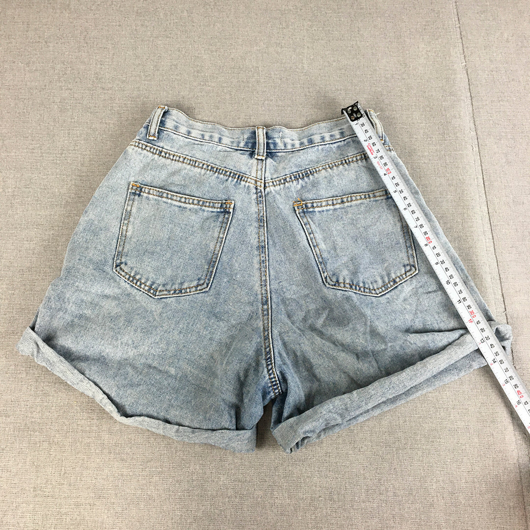 Ally Womens Denim Shorts Size 8 Blue Light Wash Pockets