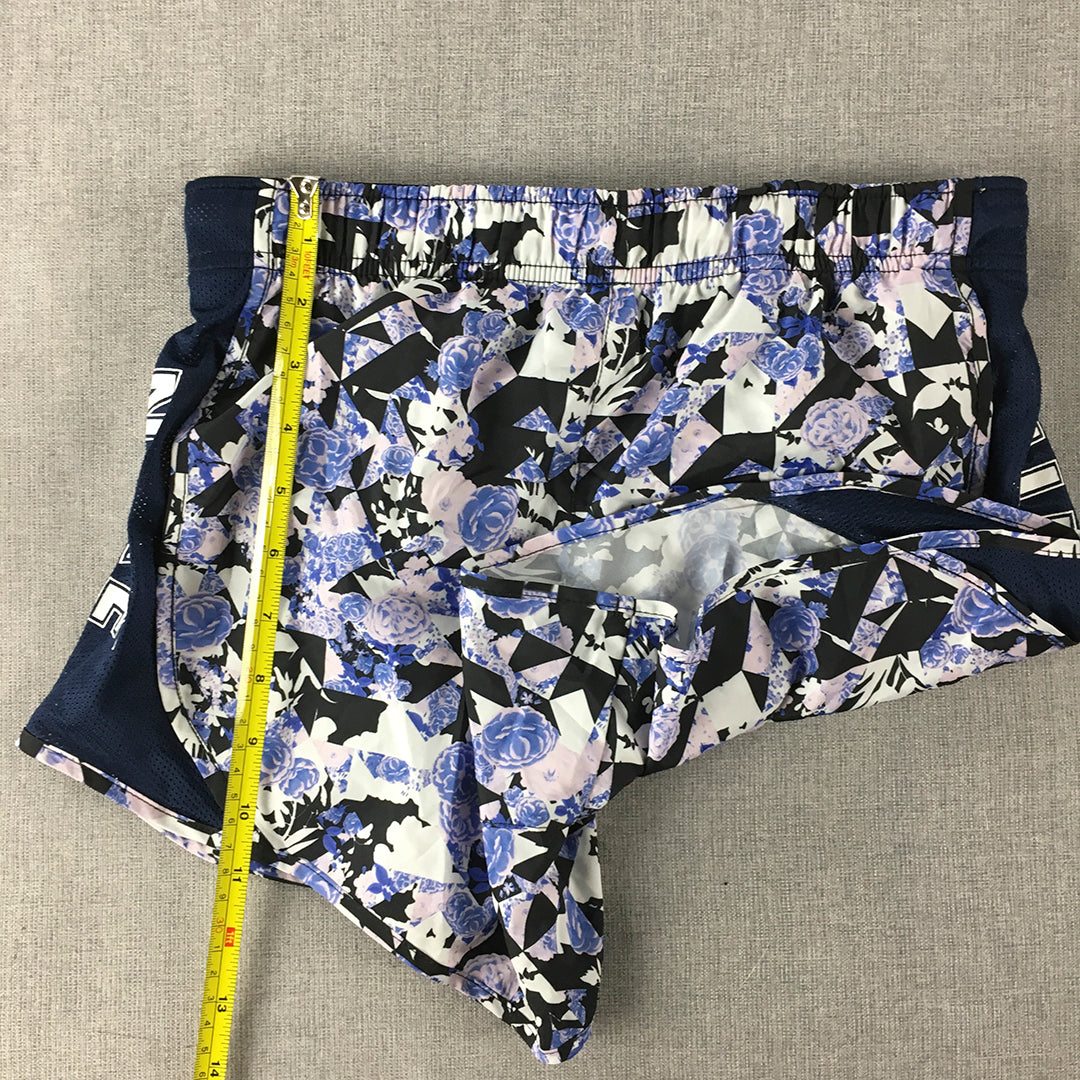 Nike Kids Girls Shorts Youth Size L (12 - 13 Years) Blue Floral Drawstring