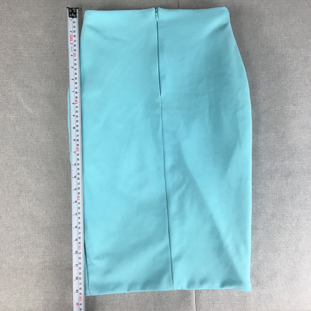 Zachary Womens Pencil Skirt Size S Blue Midi Straight