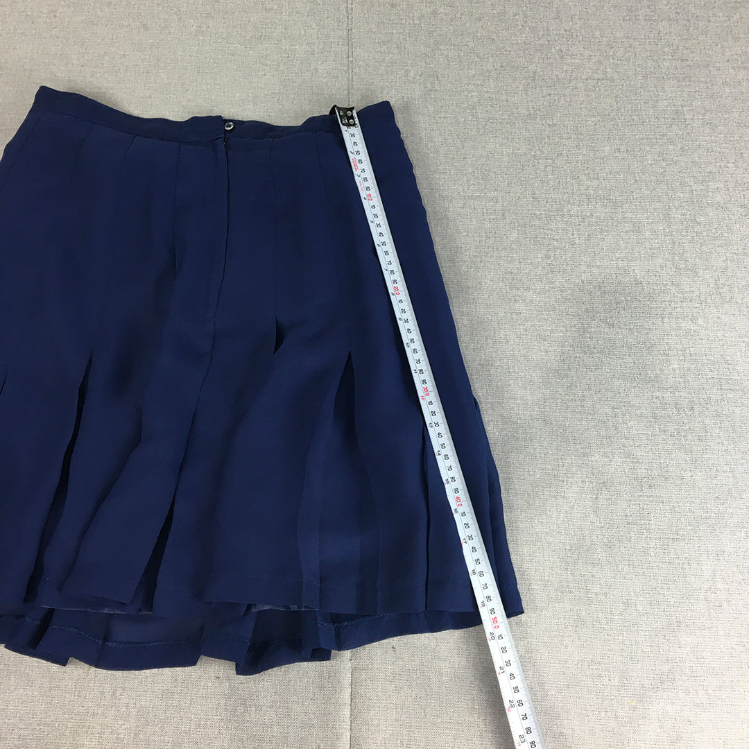 Vintage Spy Clothing Womens Mini Skirt Size 14 Blue Pleated