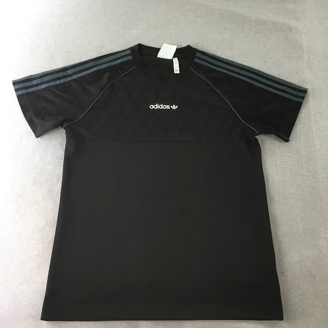 Adidas Mens T-Shirt Size M Black Trefoil Logo Crew Neck Short Sleeve Tee