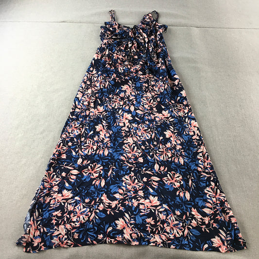 Bellisima Womens Sundress Size M Blue Pink Floral A-Line Midi