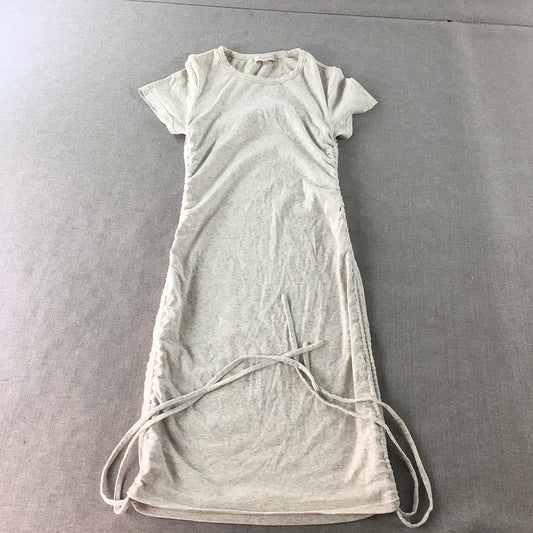 Thanne Womens Ruched Shirt Dress Size 6 Grey Mini Short Sleeve