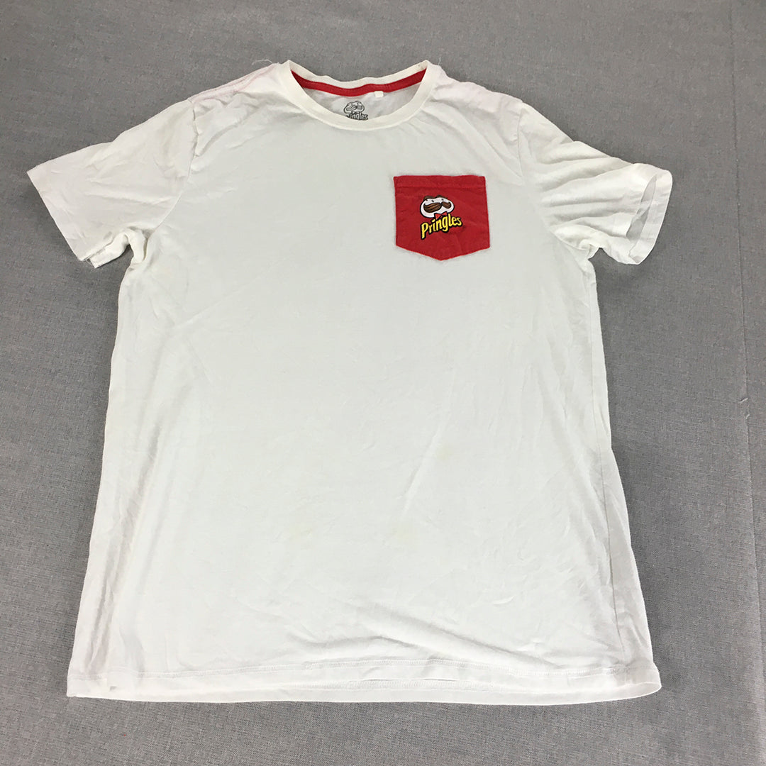 Pringles T-Shirt Adult Size M White Red Pocket Logo Tee