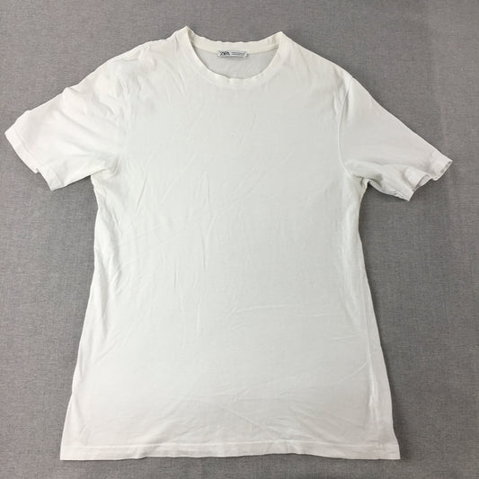 Zara Mens T-Shirt Size M White Short Sleeve Crew Neck Tee