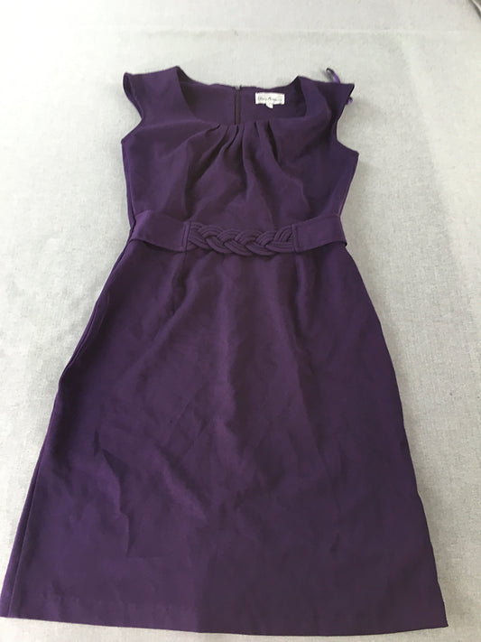 Olivia Matthews Womens Pencil Dress Size 6 Purple Midi Pleated Sleeveless