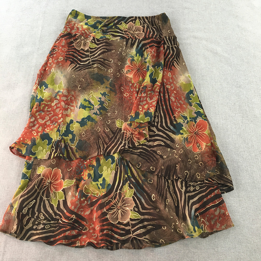 Kamiko Womens Maxi Skirt Size 14 Brown Floral