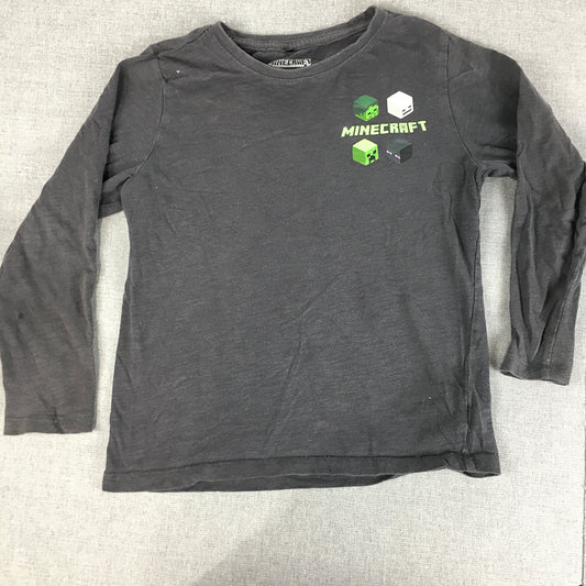 Minecraft Kids Boys Shirt Size 7 Grey Long Sleeve Pullover Shirt