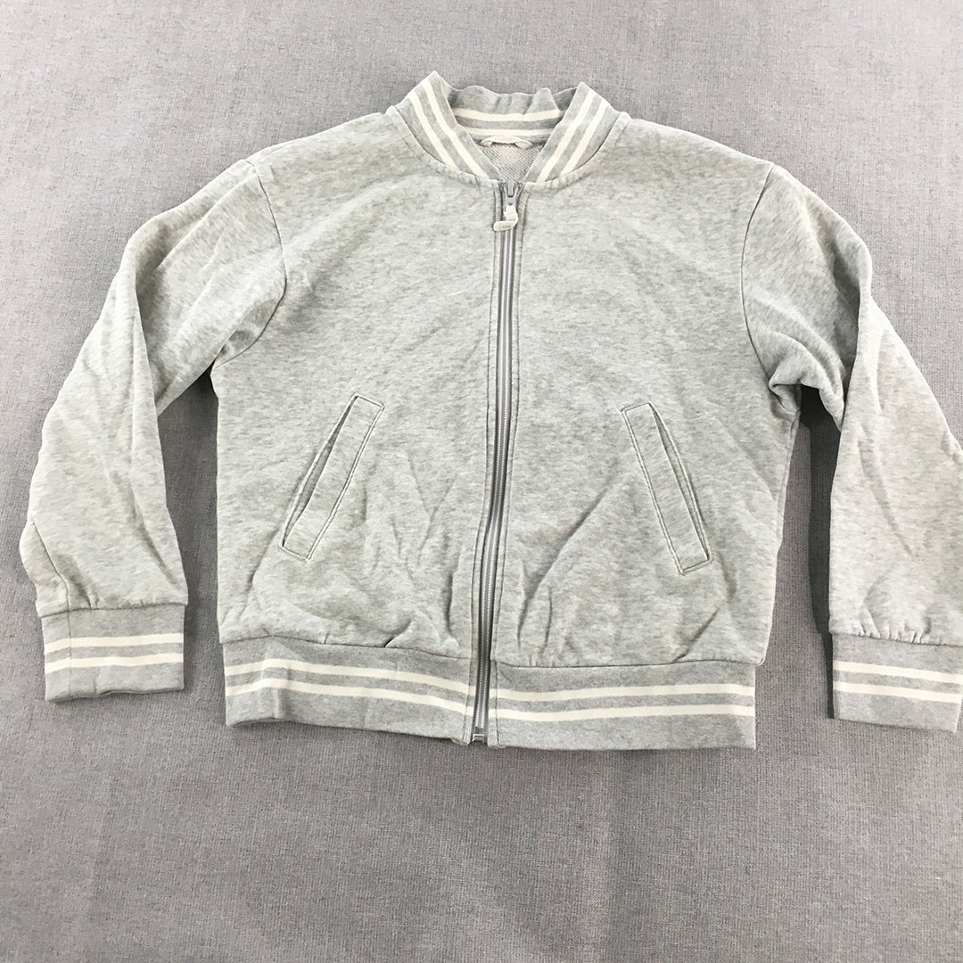 Uniqlo Kids Girls Bomber Jacket Size 9 - 10 Years Grey Zip-Up Pockets Coat