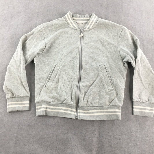 Uniqlo Kids Girls Bomber Jacket Size 9 - 10 Years Grey Zip-Up Pockets Coat