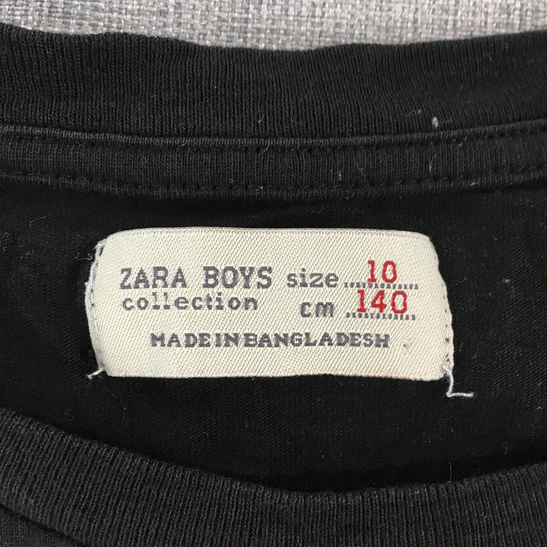 Zara Kids Boys Shirt Size 10 Black Snowboarding Long Sleeve Top Pullover