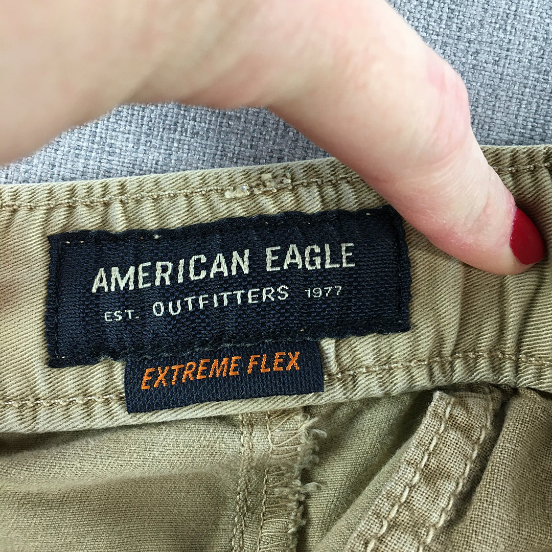 American Eagle Mens Jogger Pants Size M Brown Elastic Waist Cuffs