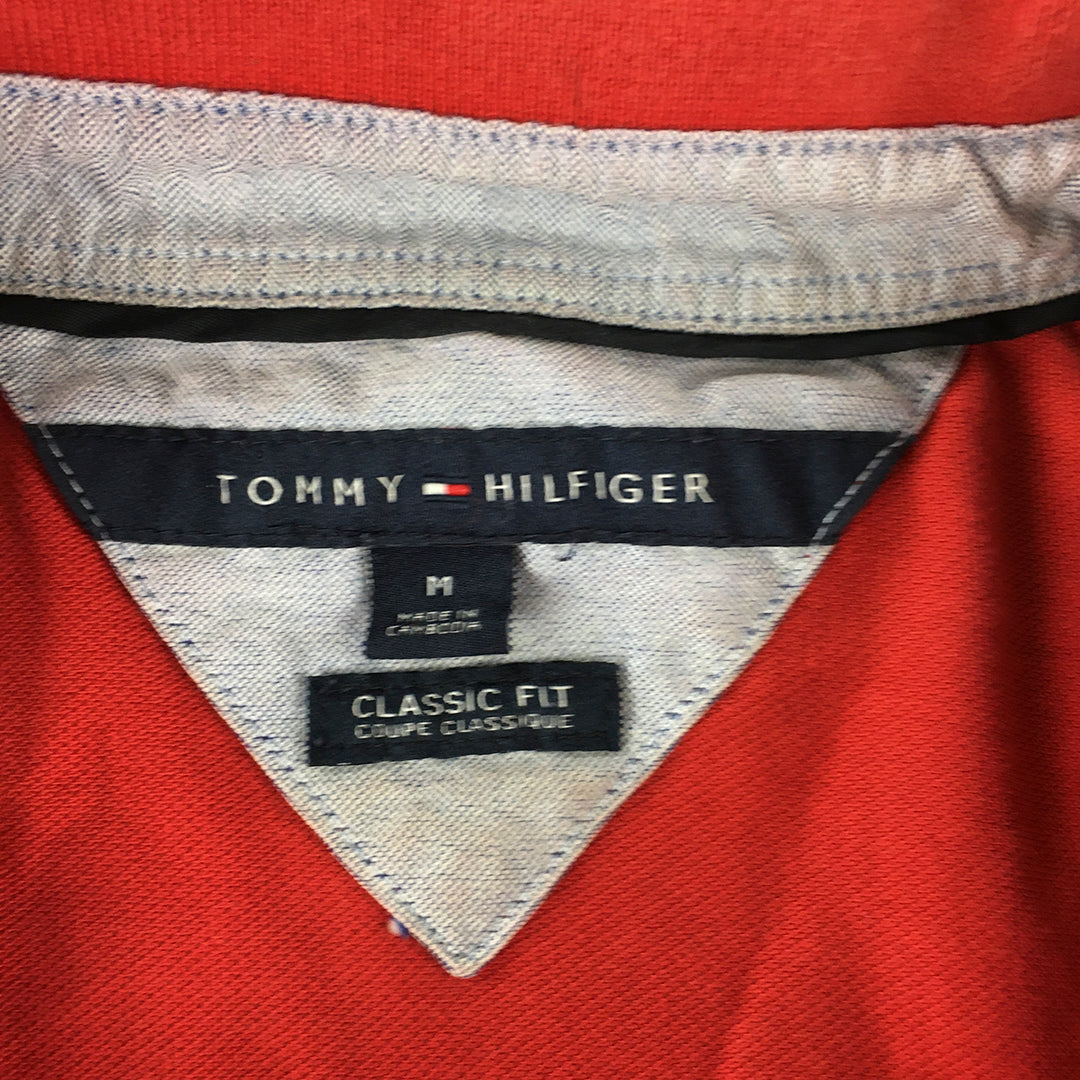 Tommy Hilfiger Mens Polo Shirt Size M Classic Fit Logo Collared Rugby Red