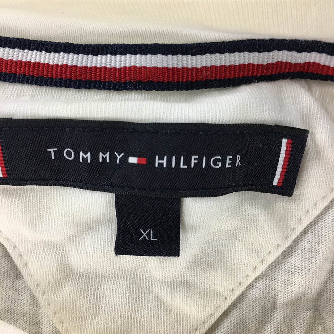 Tommy Hilfiger Mens T-Shirt Size XL White Big Logo Short Sleve Tee