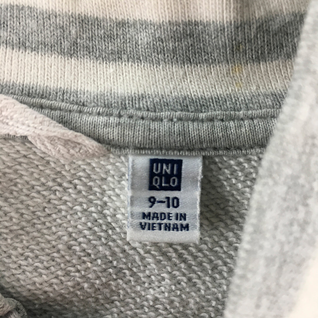 Uniqlo Kids Girls Bomber Jacket Size 9 - 10 Years Grey Zip-Up Pockets Coat