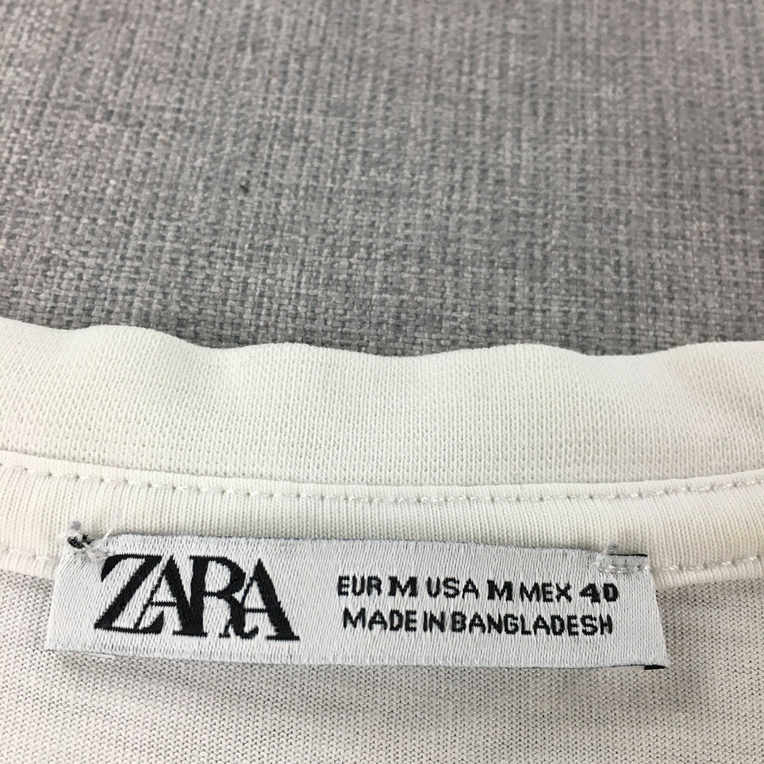 Zara Mens T-Shirt Size M White Short Sleeve Crew Neck Tee