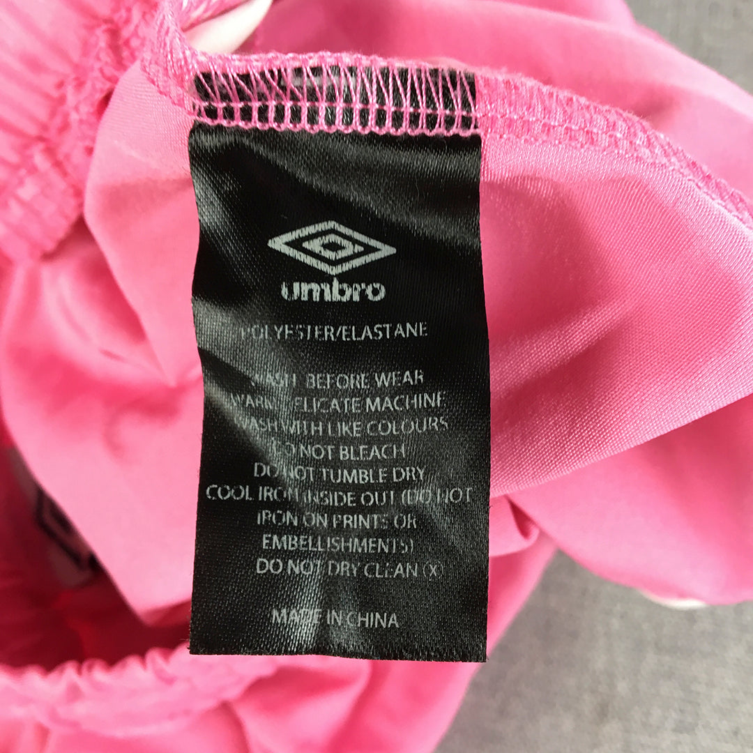 Umbro Kids Girls Shorts Size 10 Pink Drawstring Elastic Waist Logo