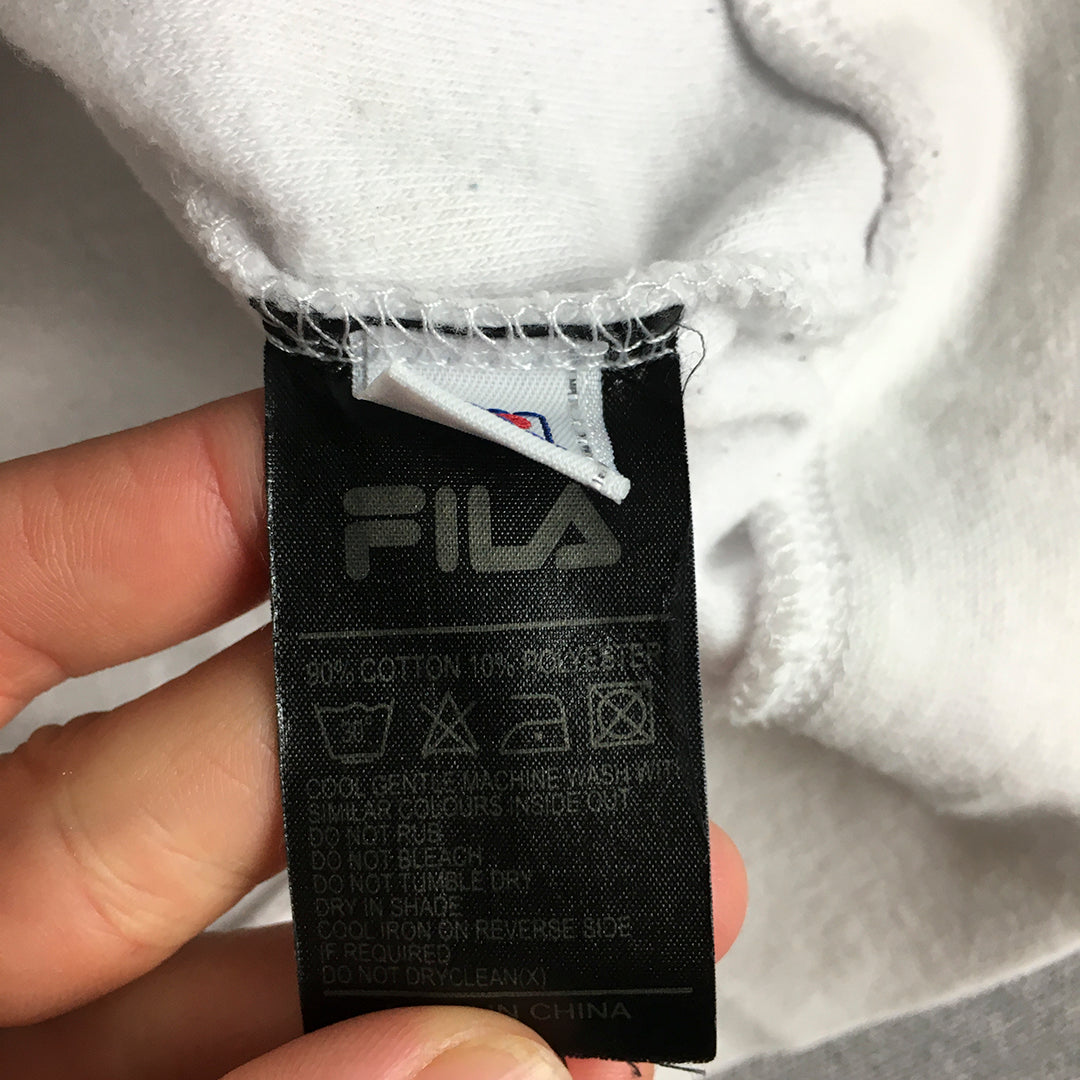 FILA Womens Hoodie Jacket Size L White Zip-Up Pockets Coat Fleece